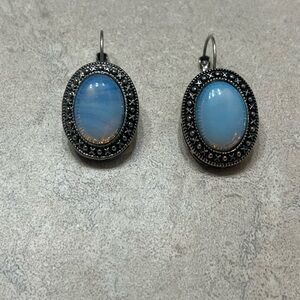 Elegant Silver and Blue Stone Earrings